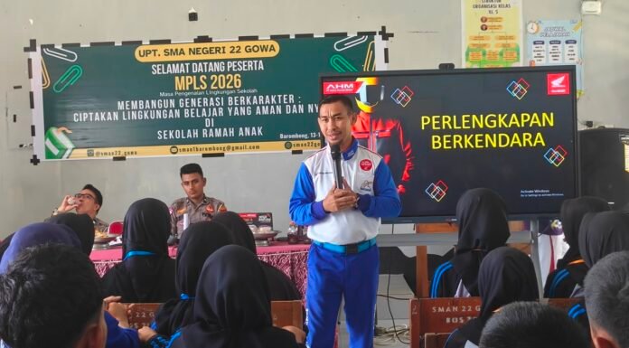 Asmo Sulsel dan Polres Gowa Edukasi Siswa Baru SMAN 22 Gowa, Tanamkan Budaya Keselamatan Berkendara