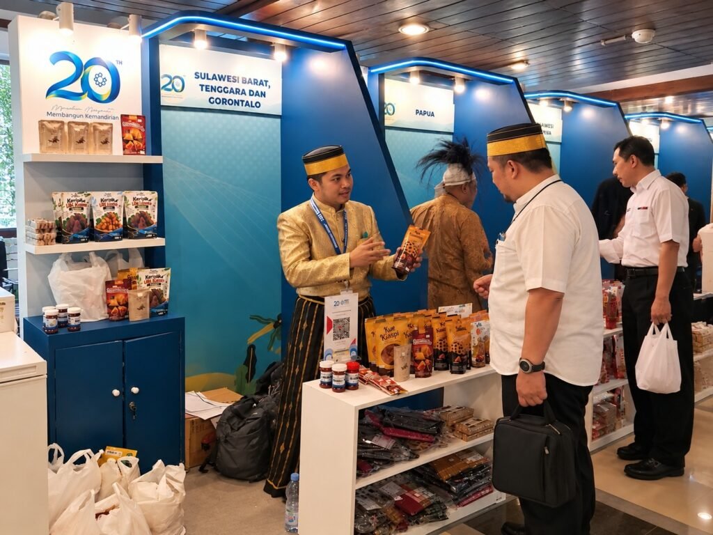 YBM PLN UID Sulselrabar memghadirkan beragam produk unggulan UMKM binaan dibilik wilayah Sulawesi Barat, pada pameran yang berlangsung di Kantor Pusat PT. PLN. Pengunjung tampal antusias berdoalog, mencicipi, dan membeli produk yang ditawarkan. POTO: ISTIMEWA
